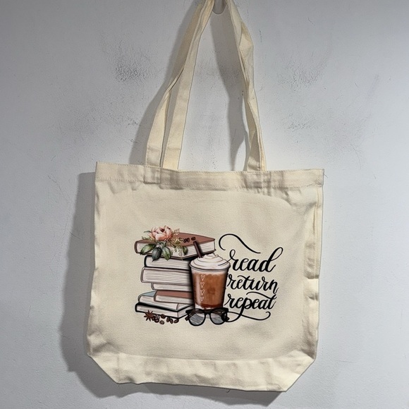 Book bag library tote stacks and coffee - Picture 3 of 4